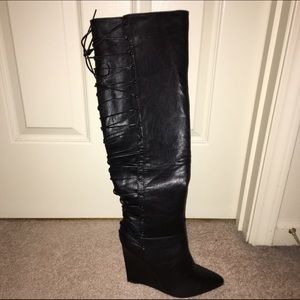 Over the knee corset lace up boots. BRAND NEW