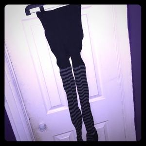 Gray and Black striped tights