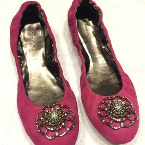 Tahari Leather/Suede Flats (Fuschia/Pink)