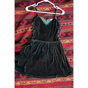 Dark green velvet skater dress