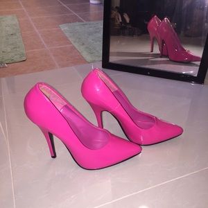 Hot Pink Barbie Patent Pointy Toe Pumps Madden