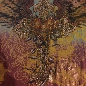 Embellished sinful by affliction tee shirt