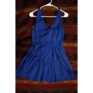 Cobalt blue deep v-neck skater dress