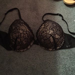 Black and white lace bra