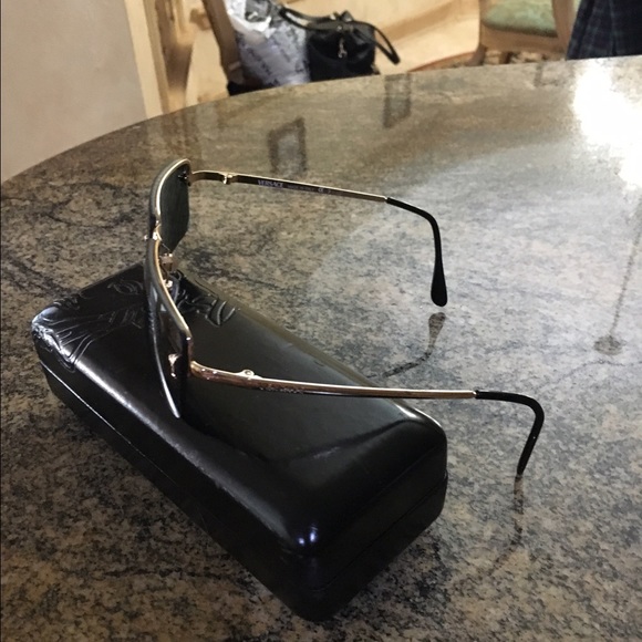 Authentic Versace Gold Rectangular Sunglasses - image 3