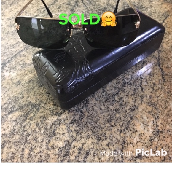 Authentic Versace Gold Rectangular Sunglasses - image 1