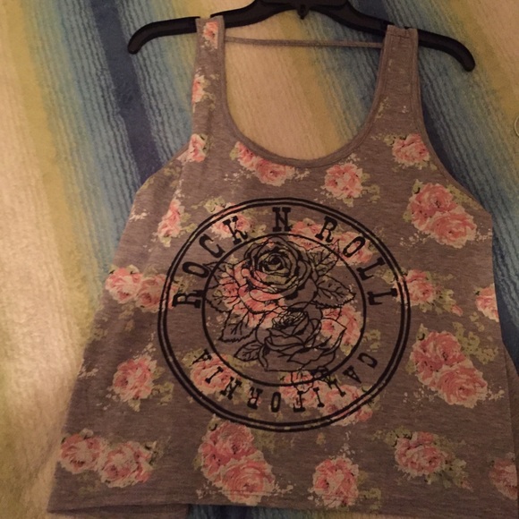 Floral grey cropped tank - Picture 1 of 2