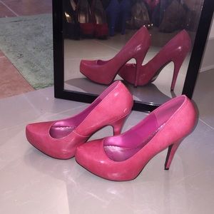 Coral Pink Faux Leather Platform Pump Steve Madden