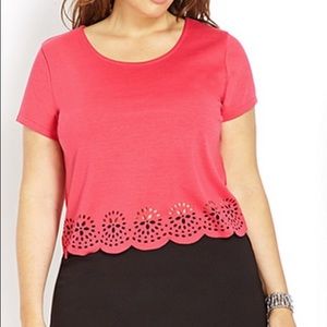Forever 21+ Coral Cut-Out Crop Top