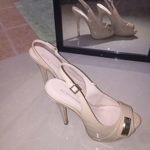 Bcbg Peep Toe Slingback Nude High Heel Sandals