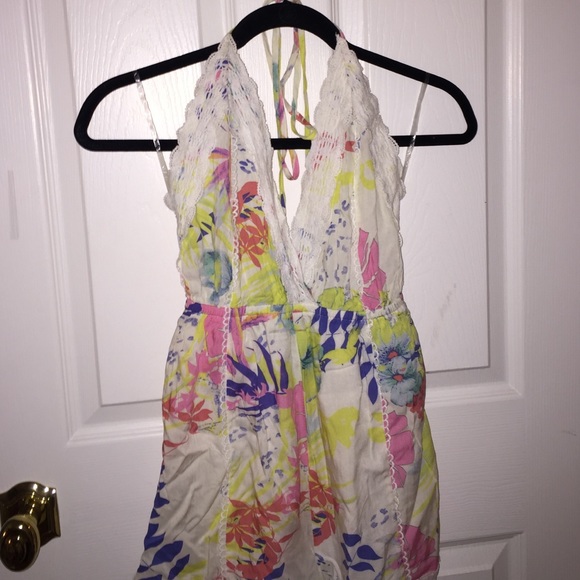 Lace Trimmed Backless Romper