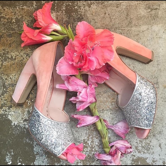 Miu Miu suede and glitter pumps