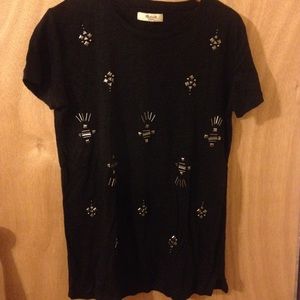 Madewell Black Linen Sparkle Tee