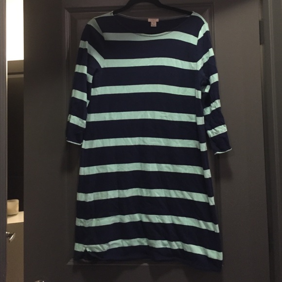 J. Crew Dresses & Skirts - J. Crew navy and turquoise striped dress