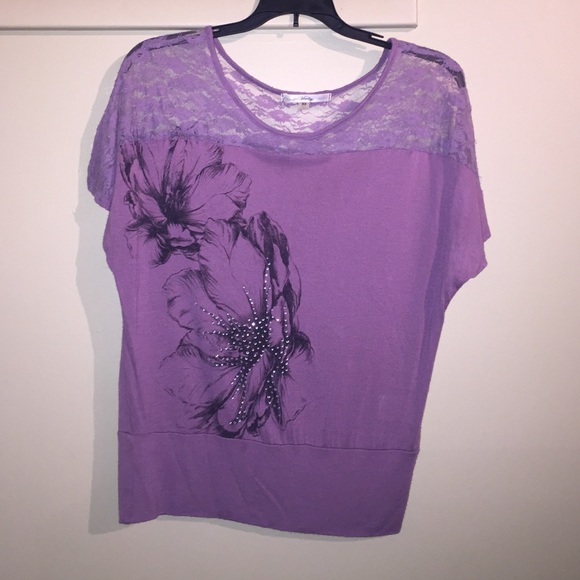 Purple Lacy Top with Floral Design