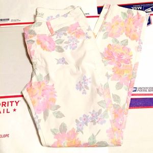 White Floral Crop Pants