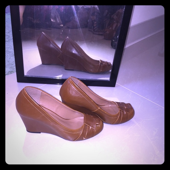Tan Faux Leather Loafer Wedge Heels Steve Madden