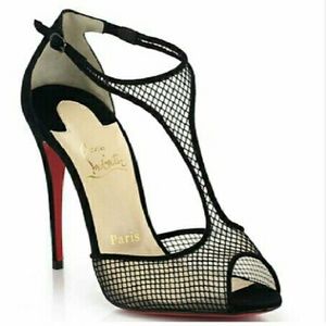 Christian Louboutin mesh t-strap heels size 38.5