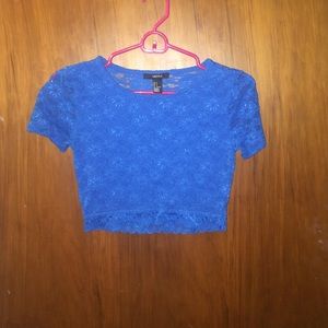 Forever 21 blue floral crop top size small