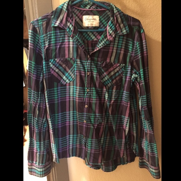 Purple and blue plaid shirt