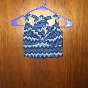Forever 21 halter crop top blue size small