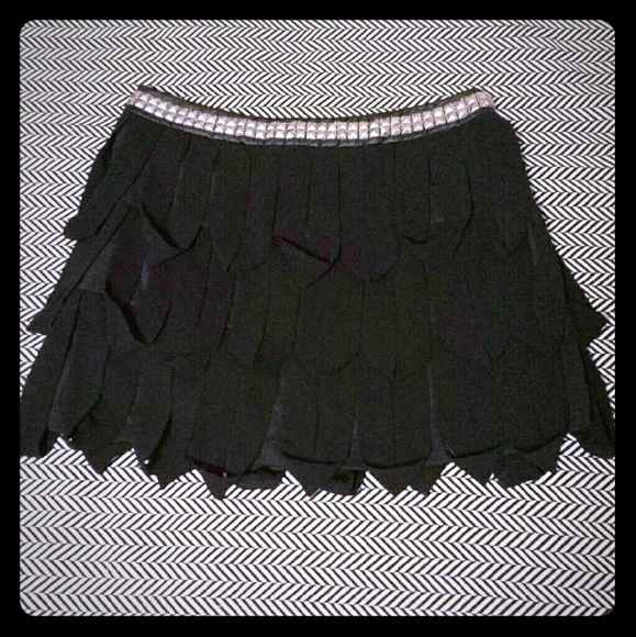 Layered studded mini skirt