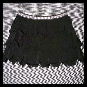 Layered studded mini skirt