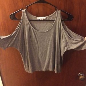 Forever 21 gray open shoulder shirt size small