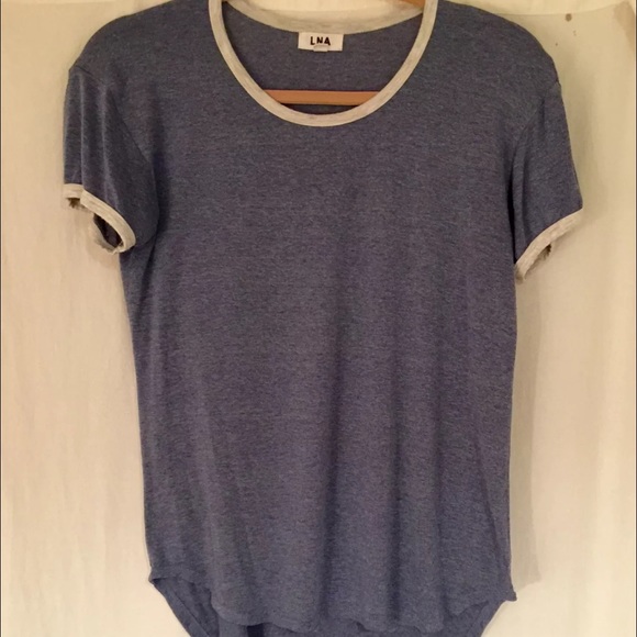 LNA Blue Heathered Ringer Tee S Small