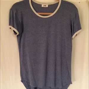 LNA Blue Heathered Ringer Tee S Small