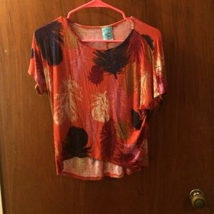H.i.p orange feather crop top shirt size small