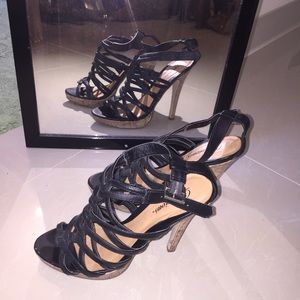 Black Gladiator Strap stiletto sandal Steve Madden