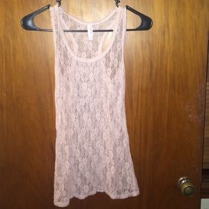 Target Xhilaration pink sheer lace tank top xs