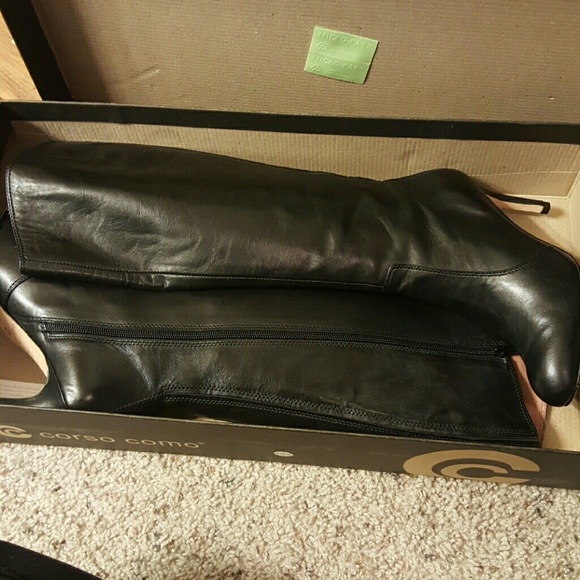 Black leather boots