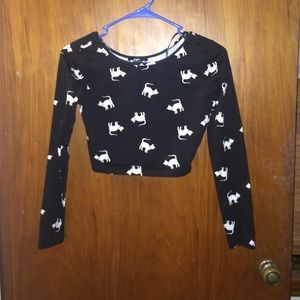 Forever 21 cat crop top long sleeve