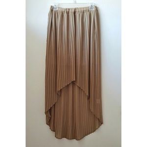 Beige/Gold High-Low Maxi Skirt