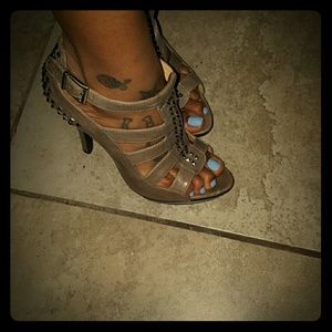 Studded Steve Madden Grey caged heels
