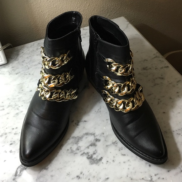 Gold chain booties