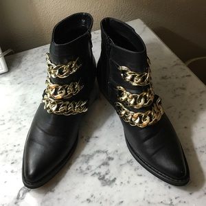 Gold chain booties