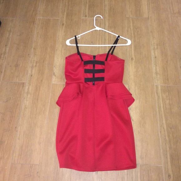 Red Bodycon Dress with zipper - Picture 2 of 2
