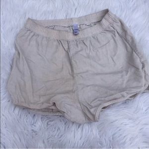 American Apparel Tan High Waisted Corduroy Shorts