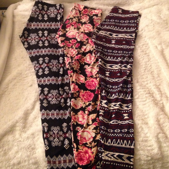 Three pairs of designed leggings