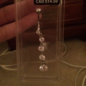 Hanging crystal belly button ring