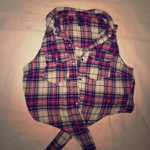 Crop top plaid shirt