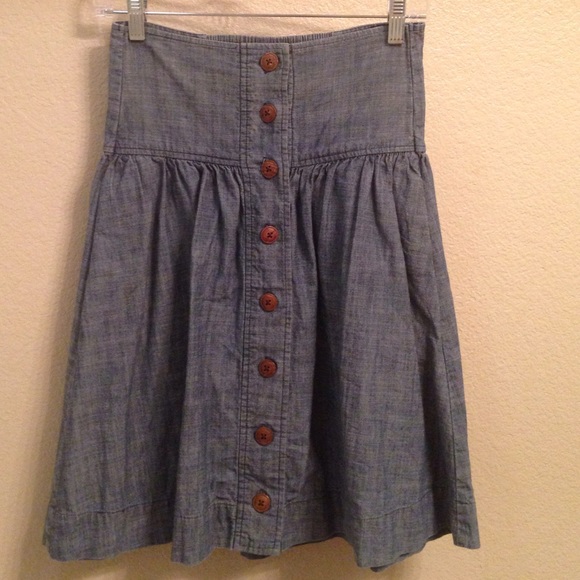 High Waisted Denim Skater Skirt