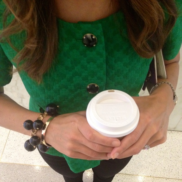 Leifsdottir Emerald Green Jacquard Jacket Sz 2