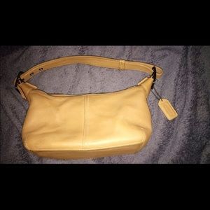 Authentic Small Tan (beige) Leather Coach Purse