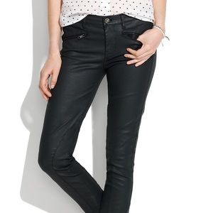 Skinny Skinny Ankle Coated Motorcycle Jean
