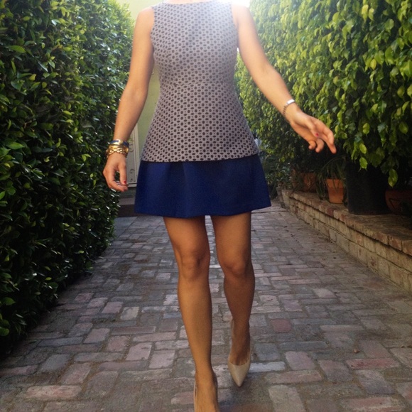 Banana Republic Navy Geometric Print Peplum Top 0