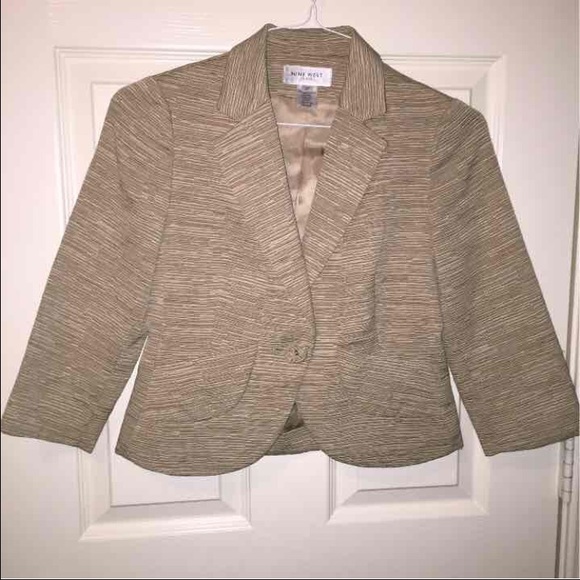 Nine West Brown Striped Blazer sz 2P - Picture 1 of 4